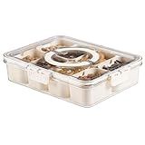 Bandesun Divided Serving Tray with Lid and Handle - Snackle Box Charcuterie Container for Portable Snack Platters - Clear Organizer for Candy, Fruits, Nuts, Snacks - Perfect for Party, Entertaining