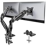 HUANUO Dual Monitor Stand, Fully Adjustable Monitor Desk Mount for 13–32″ Computer Screens, Full Motion VESA 75x75/100x100 with C-Clamp & Grommet Base, Each Arm Holds 4.4 to 19.8 lbs