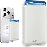 KRTALS Magnetic Wallet Cell Phone Card Holder for Phone Case with Mag-Safe, Stronger Magnetic RFID Leather Phone Wallet Stick on Series of iPhone 17/16/15/14/13/12 and Pro/Promax, White