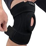 Physix Gear Knee Brace for Men & Women - Adjustable Patella Compression Knee Support for Arthritis, ACL & MCL, Meniscus Tear, Plus Size Knee Brace w/Side Stabilizers, Knee discomfort, Black/Grey, XL