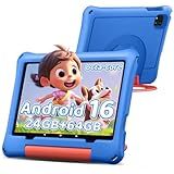 aiprotablet 10 inch Kids Tablet, Android 16 Tablet for Kid, Octa-Core CPU, 24GB RAM, 64GB ROM 1TF Card Expandable for Toddler Children,Tablets with Case, Parental Control, 6000mAh,WiFi, BT5.0 (Blue)