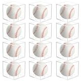 12 Pack Baseball Display Case Acrylic Cube, UV Protected Acrylic Boxes for Display, Clear Square Cube Ball Protector for Autographed Baseball, Memorabilia Showcase (8x8x8cm)