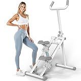 YYJO Steppers for Exercise at Home Stair Stepper with Handlebar and Resistance Foldable Stepper Climber Exercise Machine Cardio Exercise White