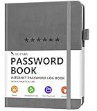 TUPARU Password Book with Alphabetical Tabs – Hardcover Internet Address & Password Organizer – Password Keeper Notebook for Computer & Website – 7 x 10 Log-in Password Journal w/Thick Paper (Grey)