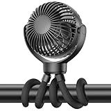 VETIFINAL Portable Stroller Mini Fan - Flexible 3-Speed Personal Fan Clip on for Bed Sleep, Rechargeable Battery Treadmill Accessories Cooler, Newborn Summer Baby Essentials for Car Seat, Bike, Crib