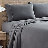 Flannel Sheets Warm and Cozy Deep Pocket Breathable All Season Bedding Set with Fitted, Flat and Pillowcases, King, Gray