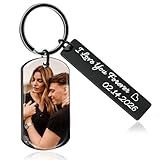 Cupike Personalized Picture Keychain - Customized Engraved Keychains with Photo Text, Personalized Gifts for Men Women Lovers (01-Color1)