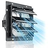 Windigaga 8 Inch Shutter Exhaust Fan, 760 CFM High-Speed Wall Mounted Exhaust Fan, 40dB Quiet Cooling Ventilation Attic Fan for Shed, Garage, Greenhouse, Basement, Chicken Coop, Generator Room, Black