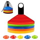 ANSLYQA Soccer Cones (Set of 50), Agility Training Disc Cone with Carry Bag and Holder for Football Basketball Sports Field Cone Markers, (5 Colors)
