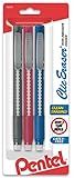Pentel Clic Retractable Eraser with Grip, 3 Pack