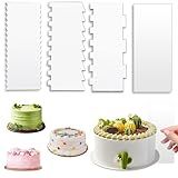 Cake Scraper, 4PCS Clear Acrylic Icing Smoother Stripes Cake Decorating Comb, Edge Smoother Tool for Mousse Butter Cream Decoration, DIY Kitchen Baking Tool