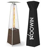 FOOWIN Patio Heater,48,000 BTU Outdoor Heater with Wheels,Propane Patio Heater w/Waterproof Cover & Gloves,Quartz Glass Tube Pyramid Outdoor Heater for Party,Backyard,Garden,Bronze