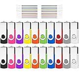 AreTop 20PCS 2GB Flash Drive Pack, USB 2.0 Wholesale Swivel Thumb Drive Bulk Pendrive USB Memory Stick Swivel Jump Drive for Data Storage (2GB,20 Pack Mix Color)