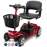 Vive 4 Wheel Mobility Scooter - Electric Powered Wheelchair Device - Compact Heavy Duty Mobile for Travel, Adults, Elderly - Long Range Power Extended Battery with Charger & Basket