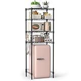 Hodonas 4-Tier Mini Fridge Shelf, Heavy Duty Adjustable Storage Shelf, Ultimate Organizer Rack for Mini Fridge, Microwave & Appliances, Maximizes Space Saver in Dorm, Kitchen, Office & Garage, Black