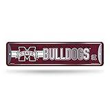 Rico Industries NCAA Mississippi State Bulldogs Home Décor Metal Street Sign (4" x 15") - Great for Home, Office, Bedroom, & Man Cave - Made