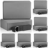 Meooeck 18 Pcs Yoga Block and Strap Set 9 x 6 x 3 Inch EVA Foam Non Slip Brick 8 ft Yoga Straps for Stretching D Ring Design for Back to School Pilates Fitness Workout Exercise(Grey)