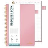 Regolden-Book Undated Spiral Graph Notebook, Large Squared Notebook, Engineering Math Grid Journal with Pen Holder 160 Pages 7x10, for Men & Women School/College/Work/Office/Business (Pink)