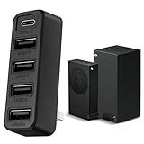 5 Ports USB Hub for Xbox Series X/S Consoles, Xbox Series USB Hub High-Speed Expansion Splitter Adapter with 4 USB 2.0 Ports + 1 Type C Port for Xbox Series S/X Accessories (Black)