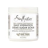 SheaMoisture Daily Hydration Crème Sugar Scrub Care for Dry Skin 100% Virgin Coconut Oil Acacia Senegal Exfoliating Scrub, Coffee, 8 Oz