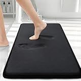 Smiry Memory Foam Bath Mat 30x20, Extra Soft and Absorbent Bathroom Mats, Non Slip Washable Carpet for Floor, Shower and Tub, Black