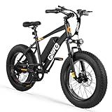 Qlife Racer Fat tire Electric Bike for Adults - 28MPH Mountain Ebike with Peak 1200W Brushless Motor, 499Wh Removable Battery, 20X4.0 Tire Step Over E-MTB with 7-Speed Black Classic