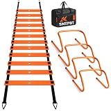 SMTPDT Speed and Agility Training Equipment: 5 Adjustable Agility Hurdles. 20ft Agility Ladder, Soccer Training Equipment Set for Kids Youth Adults