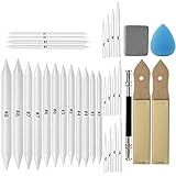 KOOTIKO 33 Pcs Blending Stumps and Tortillions Paper Art Blenders Drawing with Sandpaper Pencil Sharpener Extension Kneaded Eraser Rubbing Sponge for Student Artist Charcoal Sketch Drawing Tool