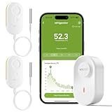 MOCREO WiFi Thermometer Freezer Alarm, Email Alert, App Notification, Data Record Export, No Subscription Fee, 2 Remote Wireless Temperature Sensors for Refrigerator, Freezer, Hot Tub