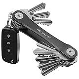 KEYSMART Key Holder for Keychain - Compact Key Organizer for Key Chain, Minimalist Clutter-Free EDC Keychains Key Ring, Black Flex, 8 Keys