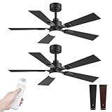 Fanbulous 2 Pack of 42 Ceiling Fans with Lights and Remote, Modern Low Profile Ceiling Fans with Dimmable 3CCT Quiet DC Motor, Reversible Celing Fan with 6-Speeds Timer for Bedroom(Black)