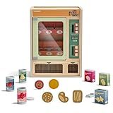 TOP BRIGHT Wooden Vending Machine Play Set, Play Food for Kids,Pretend Play Toys with Wooden Snack Bars and Drink Cans, Montessori Toys for Boys Girls Capybara Gift Age 3+
