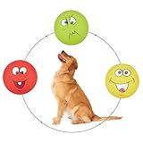 gulucute Dog Squeaky Toys Fun Facial Expression Latex Squeaky Dog Balls Large Size Chewing Rubber Soft Interactive Fetch Play Balls for Big Dogs (3 PCS)