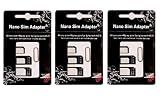 SIM Card Adapter KIT 3-Pack by R-SIM (9 Total Adapters: Nano to Micro, Nano to Regular, Micro to Regular) with SIM Extractor/Pin Ejector (Black)
