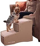 Pet Gear Easy Step II Pet Stairs, 2 Step for Cats/Dogs up to 150 Pounds, Portable, Removable Washable Carpet Tread, No Tools Required, Camel