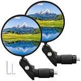 Handlebar Bike Mirrors, 2pcs Bicycle Rearview Mirror Set, Adjustable Handlebar Mounted Convex Mirror with Allen Wrench, for Mountain Road Bikes