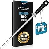 Cutluxe Honing Rod, Sharpening Steel for Kitchen Knives – 12" Honing Steel – Ergonomic Handle Design – Artisan Series