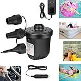 Inflatables Air Pump for Air Mattress with 3 Nozzles, Quick Fill Inflator Deflator Air Pump Perfect for Outdoor Camping Inflatable Boat Blow Up Pool Water Toy Car Air Bed Swimming Ring