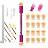 MelodySusie Nail Sponge Pen for Ombre Gradient, Double Ended Sponge, 16pcs Replaceable Sponge for Nail Art Tools for Home and Salon Use