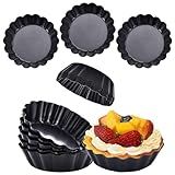 KUAYB Mini Tart Pans Removable Bottom 3 Inch Tart Pan Nonstick Round Quiche Pan Heavy Duty Carbon Steel Small Pie Pan for baking, Set of 12