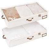 StorageWorks Large Under Bed Storage Containers with Handles and Label Holder, 2 Pack Ultra-thick Fabric Underbed Bins, Closet Organizer for Clothes, Blankets, Sweater