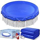 21FT Round Winter Pool Cover 500D Extra Thick Above Ground Pool Cover Above Ground Pool Protection with Winch and Cable Royal Blue