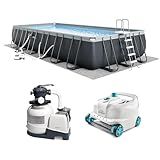 INTEX 26363EH Ultra XTR 24ft x 12ft x 52in Above Ground Swimming Pool Set with Sand Filter Pump and Deluxe Automatic Vacuum Cleaner