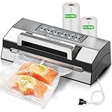Upgraded Precision Fast-Vacuum Sealer, LIWUNON Commercial Full Automatic Food Vacuum Sealer Machine, Double Heat Seal, Built-in Cutter&Bag Storage, Powerful Food Vacuum Saver, 2 Bag Rolls&hose