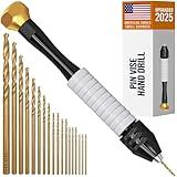 CRAFT911 Pin Vise Hand Drill Manual - Jewelry w/Micro Drill Bits (0.8mm-2.5mm) - Rotary Craft Drill for Jewelry Making, Resin, Wood, Plastic, Miniature, Beads, Clay Etc