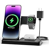 Wireless Charger iPhone Charging Station: 3 in 1 Charger Stand Multiple Devices for Apple - iPhone 17 16e 16 15 14 Pro Max 13 12 11 - Watch 11 10 9 8 7 6 5 4 3 2 SE and Ultra Series - Airpods 4 3 Pro