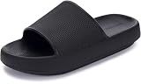 BRONAX Pillow Slippers for Women and Men 10.5-11.5 W/9-10 M Black