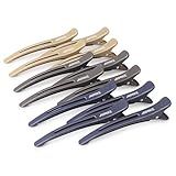 AIMIKE 12pcs No Crease Duck Billed Hair Clips with Silicone Band for Hair Styling, Rollers, Salon Sectioning & Cutting, Neutral