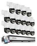 ZOSI 16CH 4K 8MP PoE Security Camera System with AI Face Person Vehicle Detection, 16 x 5MP 3K Outdoor Auto Tracking PT PoE IP Camera with 5X Digital Zoom, 2-Way Audio, 4TB HDD for 24/7 Recording