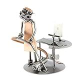 Steelman24 Cleaning Lady with Vacuum Cleaner Sculpture Nuts and Bolts Handmade Ornaments Made in Germany Metal Figurine